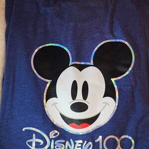 Mickey Mouse Disney 100 Year Celebration Front and Back Design Lg Blue T-shirt